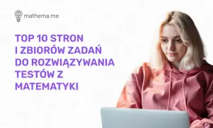 Dziewczyna w bluzie z kapturem przed laptopem, na tle wzorów matematycznych.