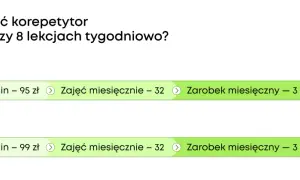 Porównanie zarobków korepetytora matematyki online i offline: stawki, liczba lekcji, zarobek miesięczny.
