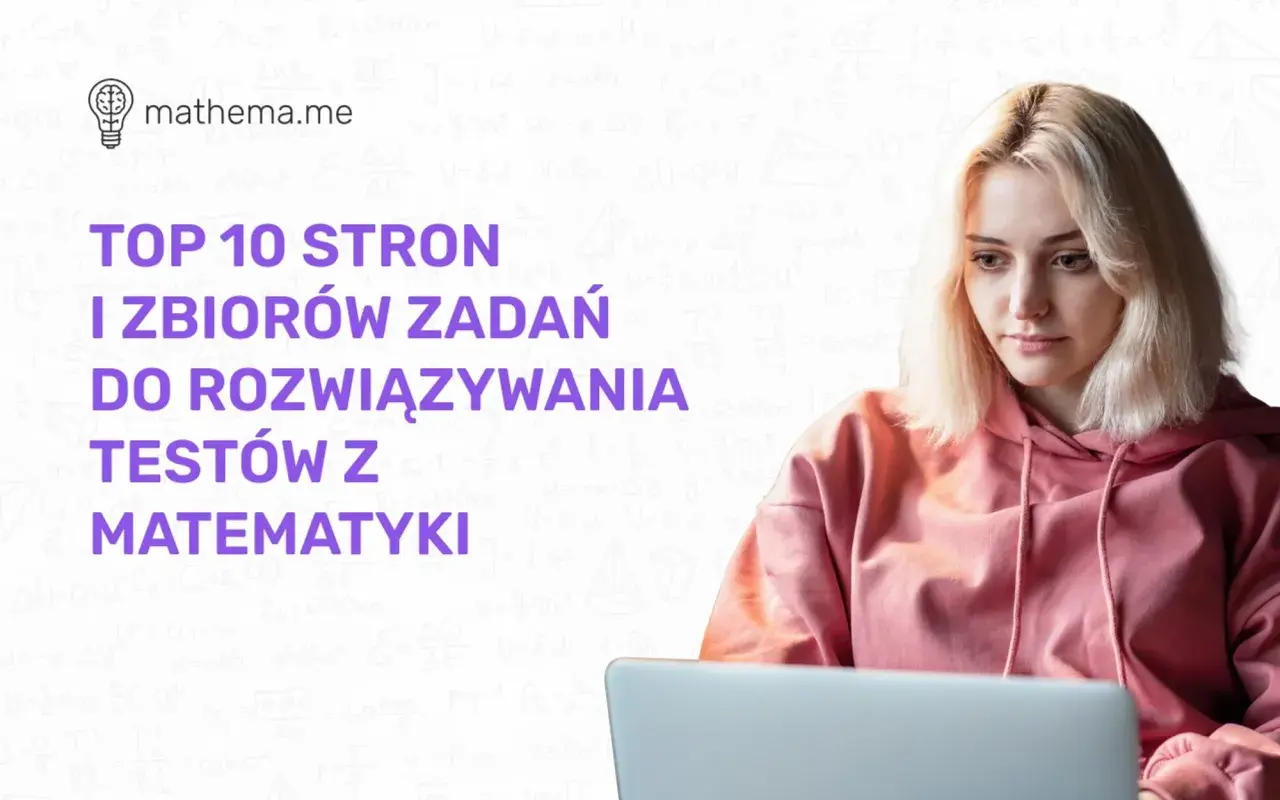 Dziewczyna w bluzie z kapturem przed laptopem, na tle wzorów matematycznych.